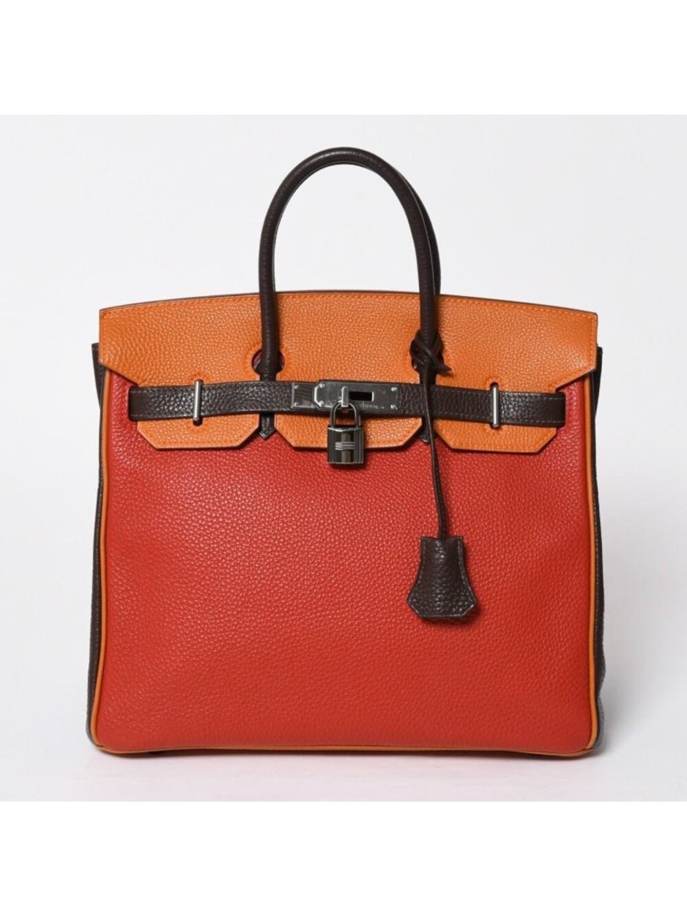 Hermes Haut Courroies 28 Hac 28 Handbag Togo Taurillon Clemence Chocolat Rouge